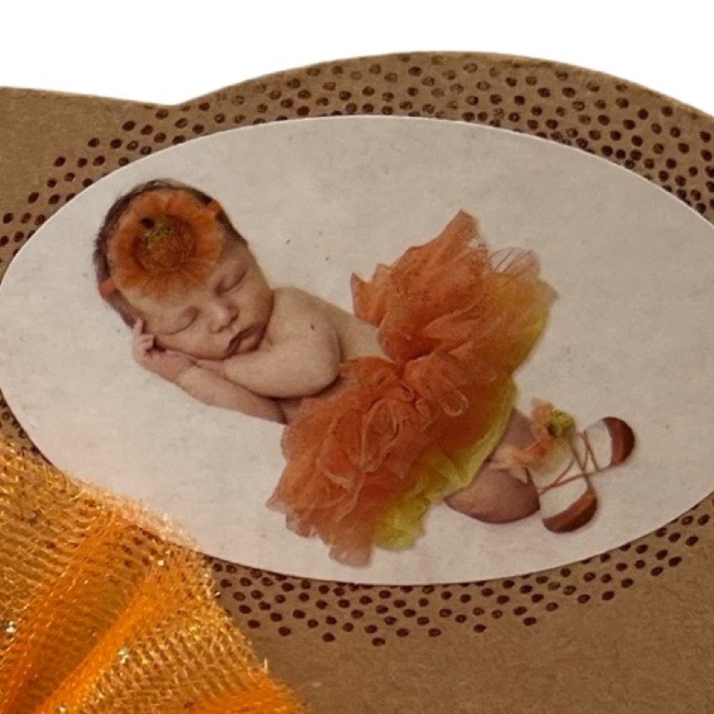 ELLY & EMMY 3 piece Baby Orange Pumpkin Fall Tutu Set Size 0 To 12 Month NWT